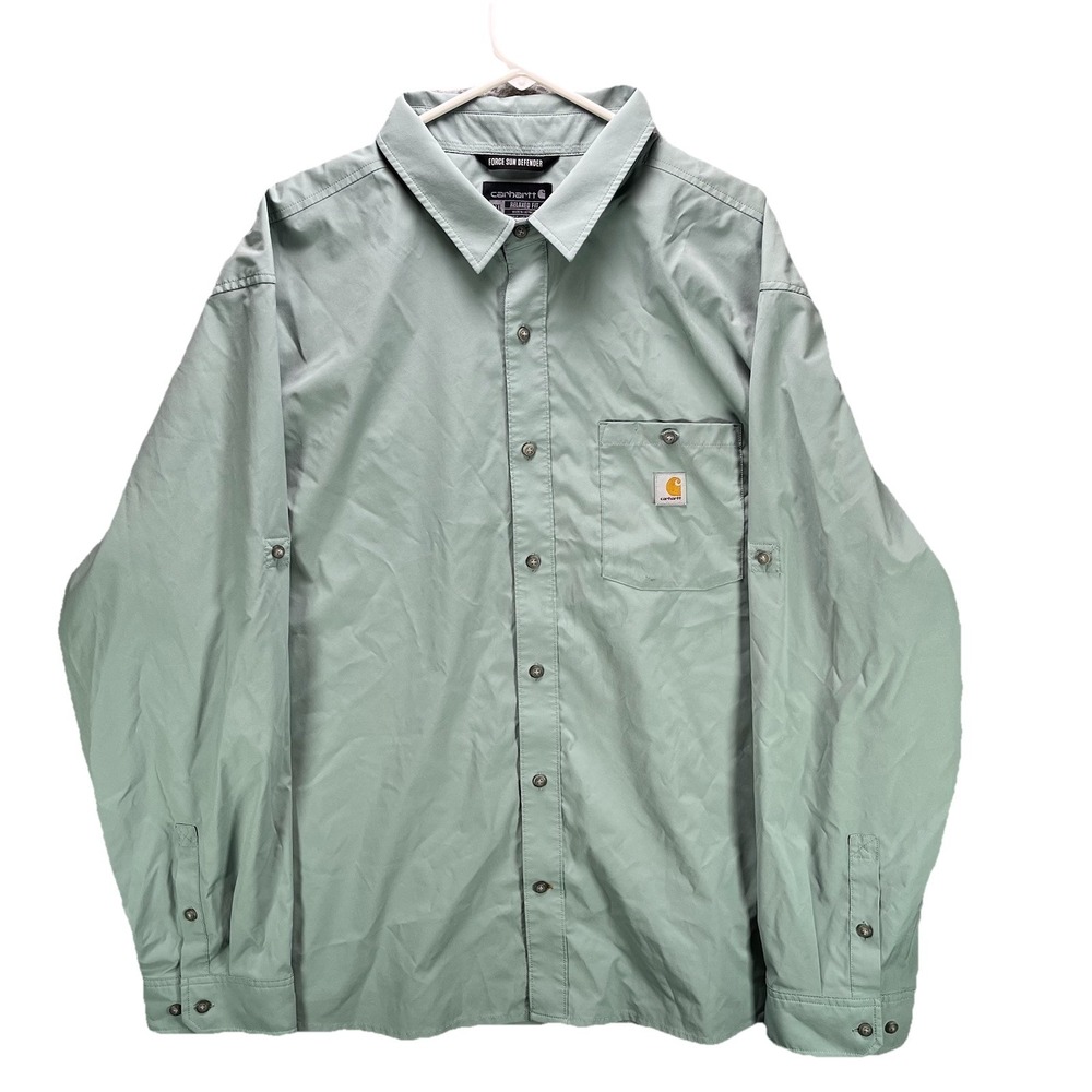 Carhartt Force Sun Defender Shirt Mens 3XL Green Lightweight Breathable Fishing
